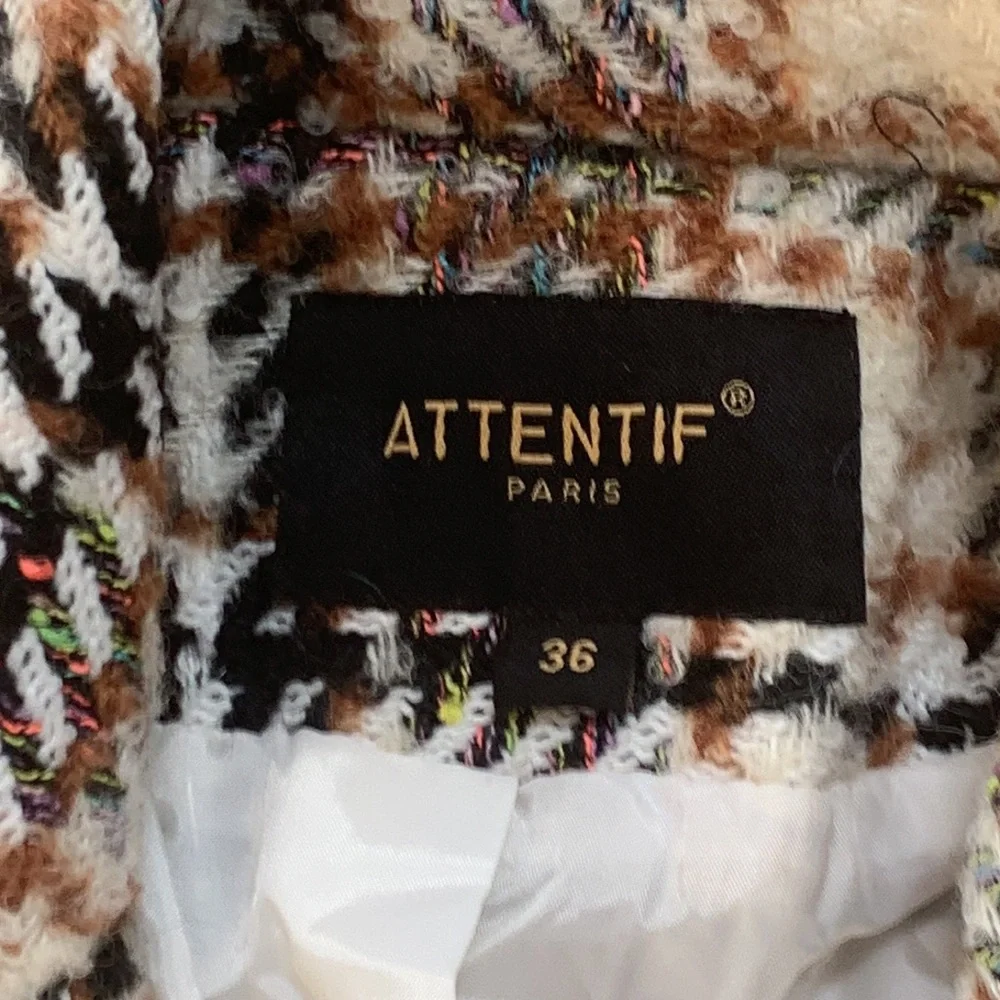 Attentif Paris Double Breasted Tweed Blazer Size 36 - Picture 5 of 13